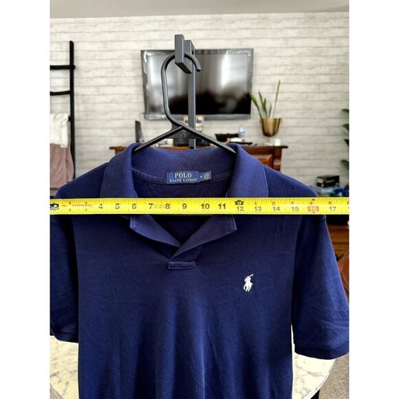 Polo Ralph Lauren Navy Custom-Fit Stretch-Mesh Polo Shirt Mens Size Medium - Picture 4 of 5
